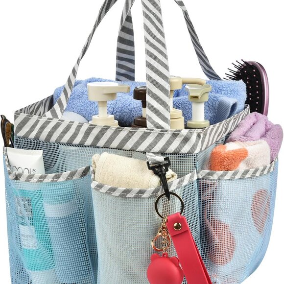 Mesh Shower Caddy Tote, Portable Shower Caddy Bag with 8 Pockets for College Dor - Picture 1 of 7